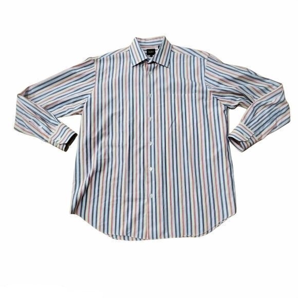 NEIMAN MARCUS Men's Long Sleeve Button Front Shirt Sz XL Extra Large Multi Color - Picture 1 of 4